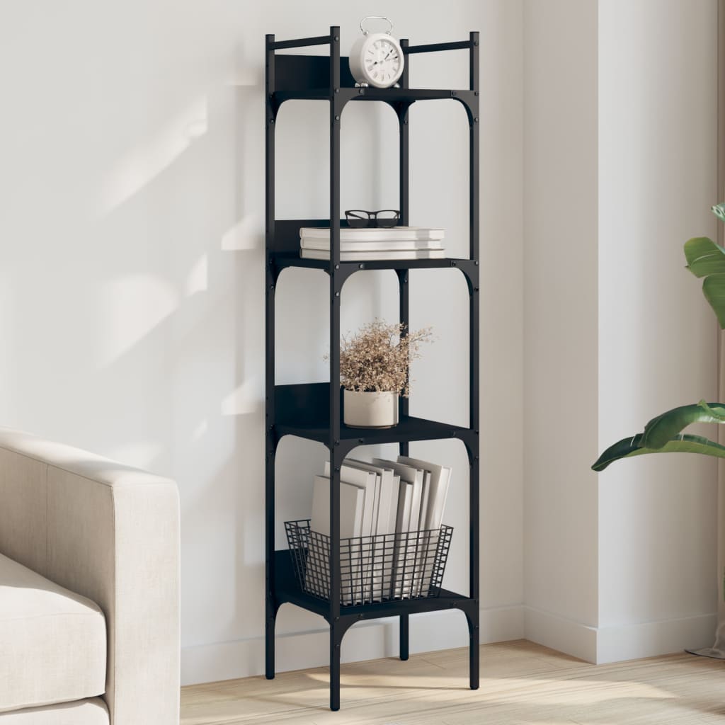 Libreria a 4 Ripiani Nera 35x30x138,5 cm in Legno Multistrato | homemem39