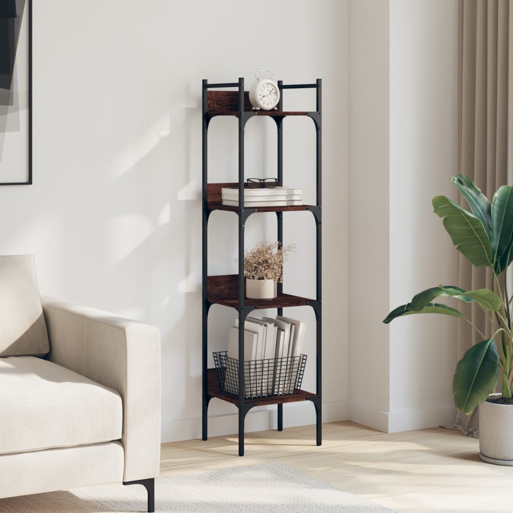 Libreria 4 Ripiani Rovere Marrone 35x30x138,5 Legno Multistrato | homemem39