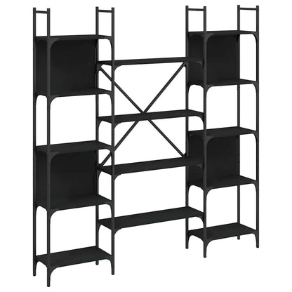 Libreria Nera 155,5x24x166,5 cm in Legno Multistrato | homemem39