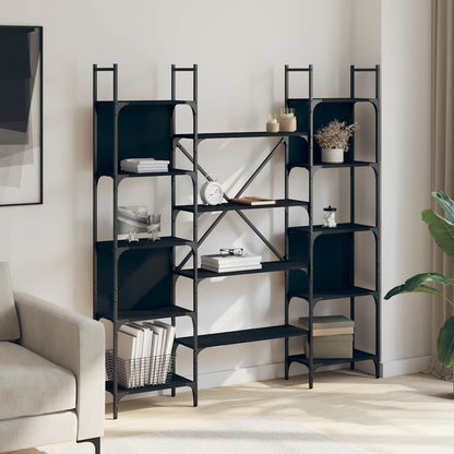 Libreria Nera 155,5x24x166,5 cm in Legno Multistrato | homemem39