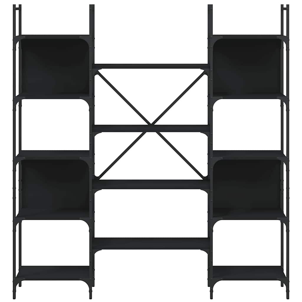 Libreria Nera 155,5x24x166,5 cm in Legno Multistrato | homemem39