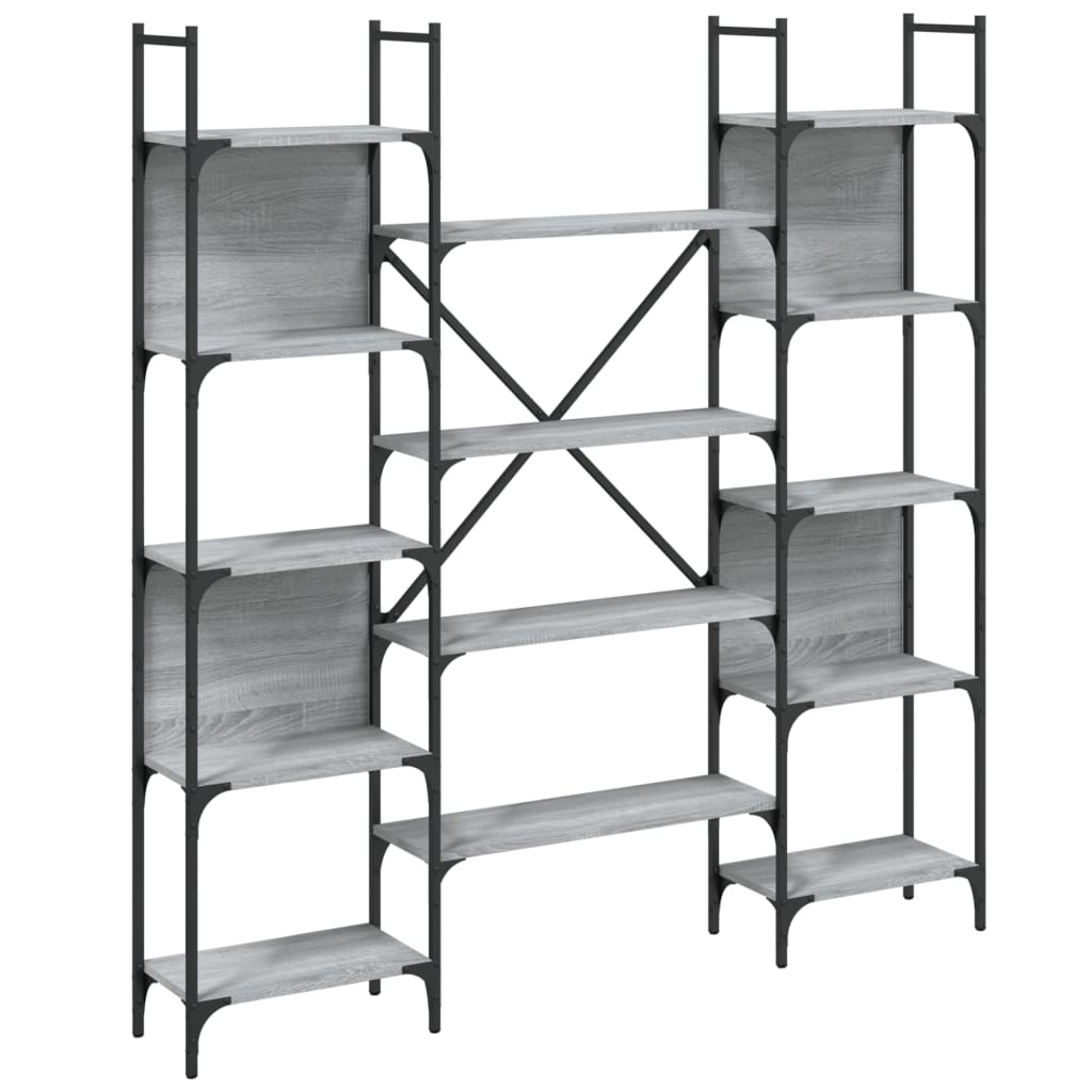 Libreria Grigio Sonoma 155,5x24x166,5 cm in Legno Multistrato | homemem39