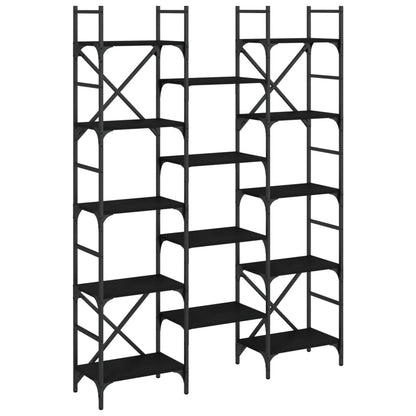 Libreria Nera 127,5x28,5x172,5 cm in Legno Multistrato | homemem39