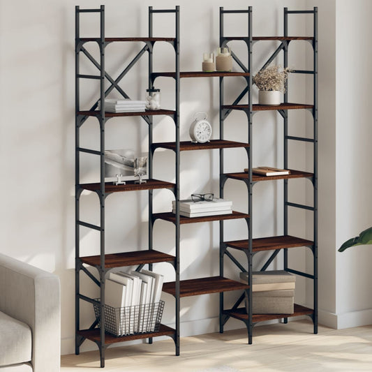 Libreria Rovere Marrone 127,5x28,5x172,5cm in Legno Multistrato | homemem39