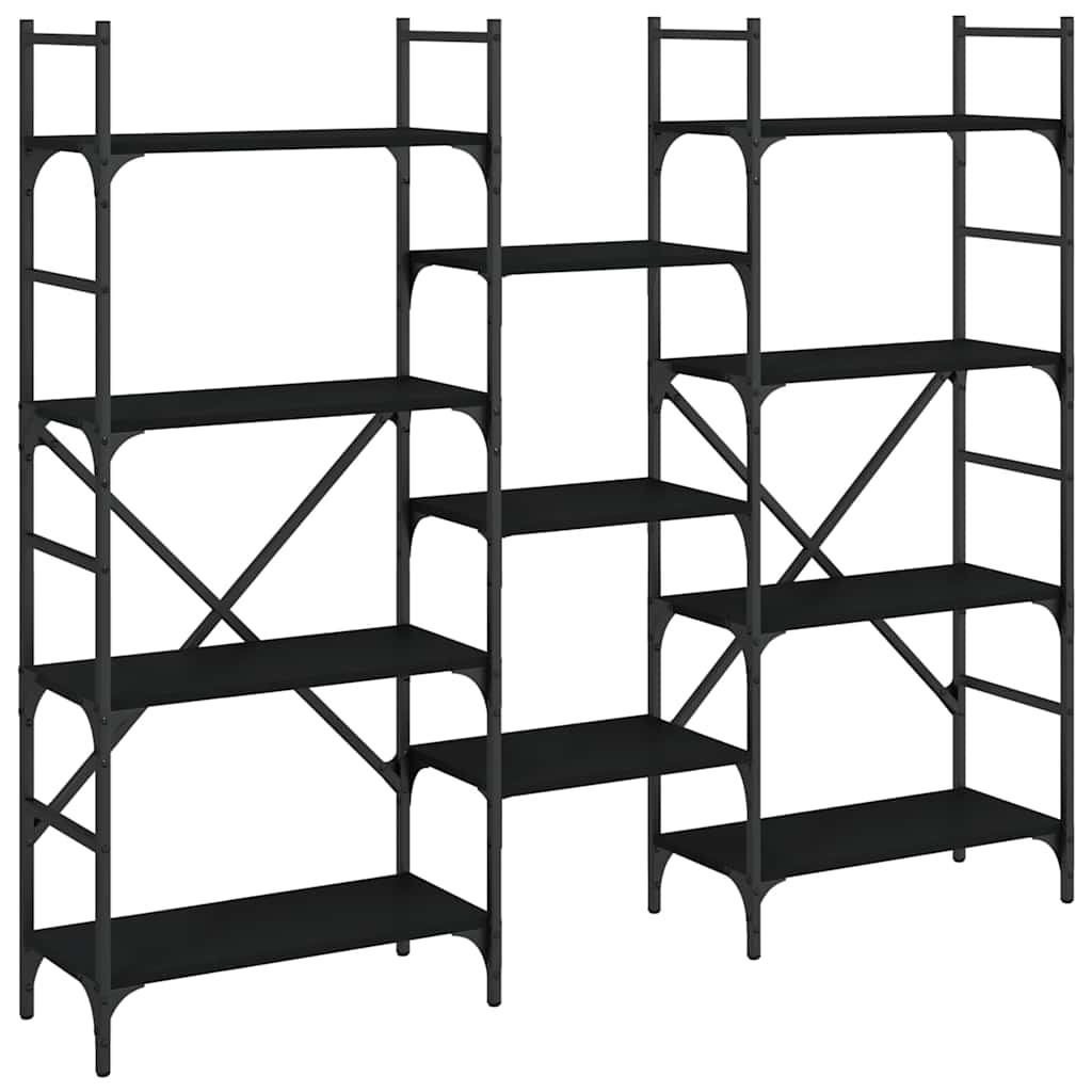 Libreria Nera 160x28,5x136,5 cm in Legno Multistrato | homemem39