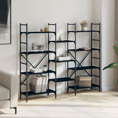Libreria Nera 160x28,5x136,5 cm in Legno Multistrato | homemem39