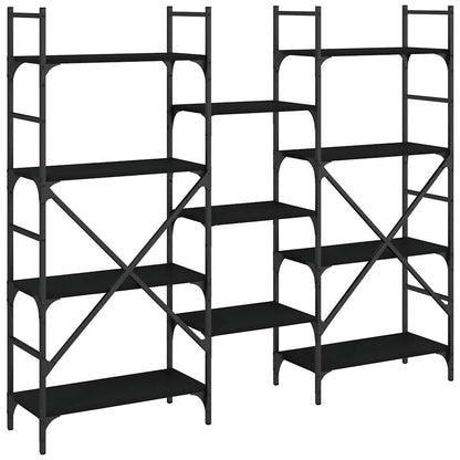 Libreria Nera 160x28,5x136,5 cm in Legno Multistrato | homemem39
