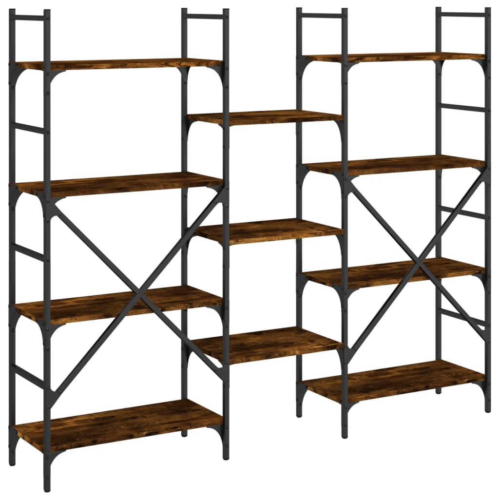 Libreria Rovere Fumo 160x28,5x136,5 cm in Legno Multistrato | homemem39