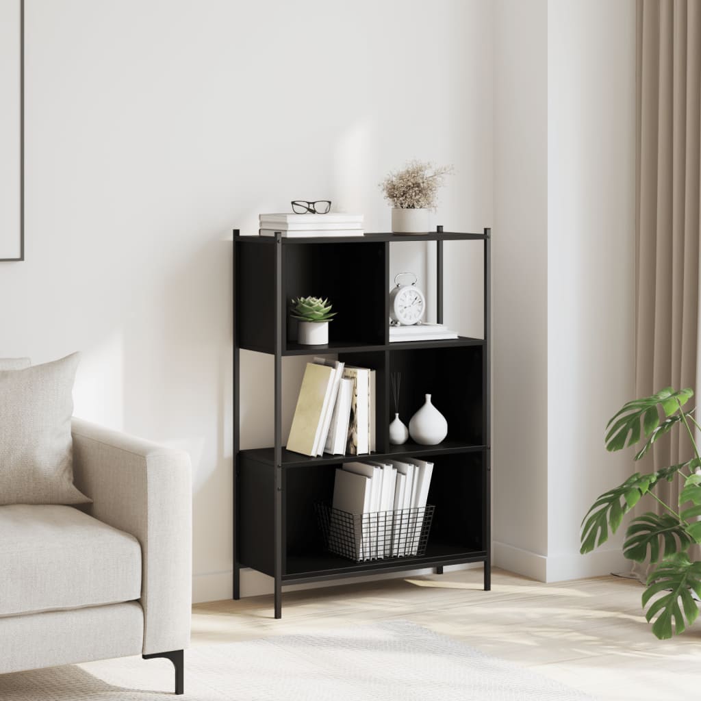 Libreria Nera 72x28x109 cm in Legno Multistrato | homemem39