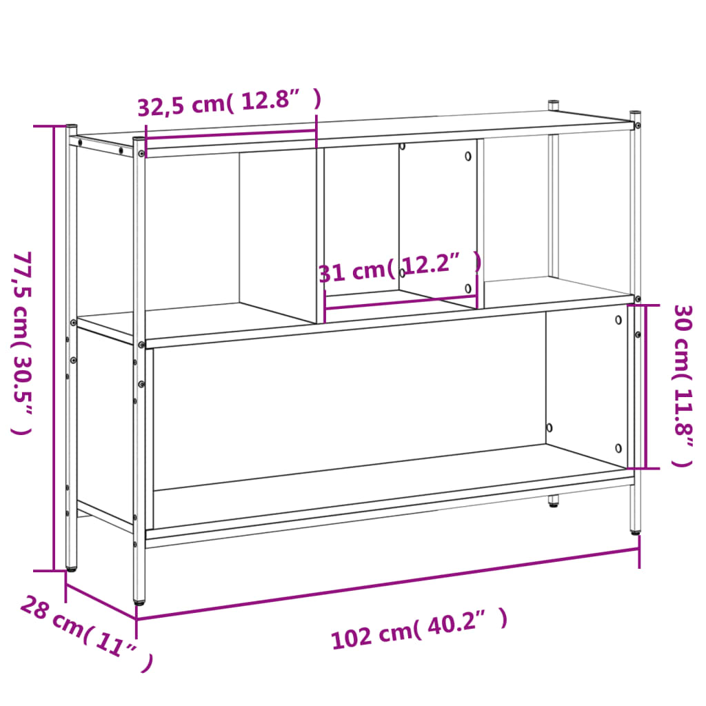 Libreria Nera 102x28x77,5 cm in Legno Multistrato