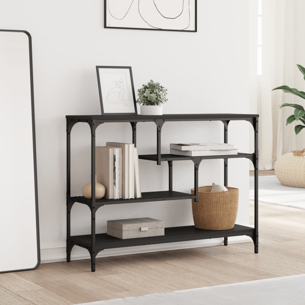 Tavolino Consolle Nero 100x30x75 cm in Legno Multistrato | homemem39