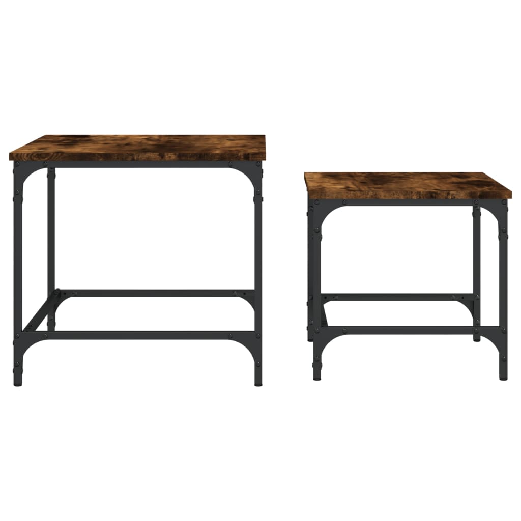 Tavolini Impilabili 2 pz Rovere Fumo in Legno Multistrato | homemem39