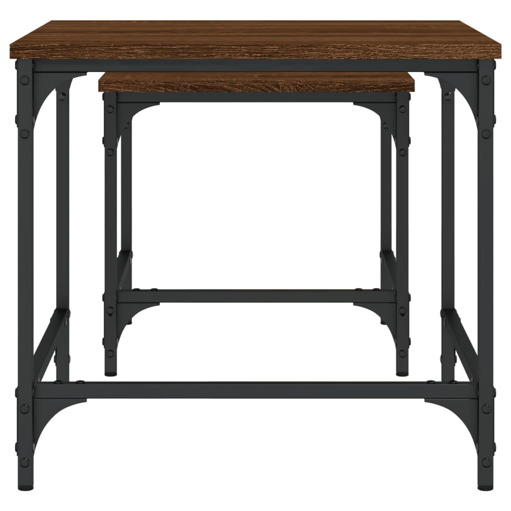 Tavolini Impilabili 2 pz Rovere Marrone in Legno Multistrato | homemem39