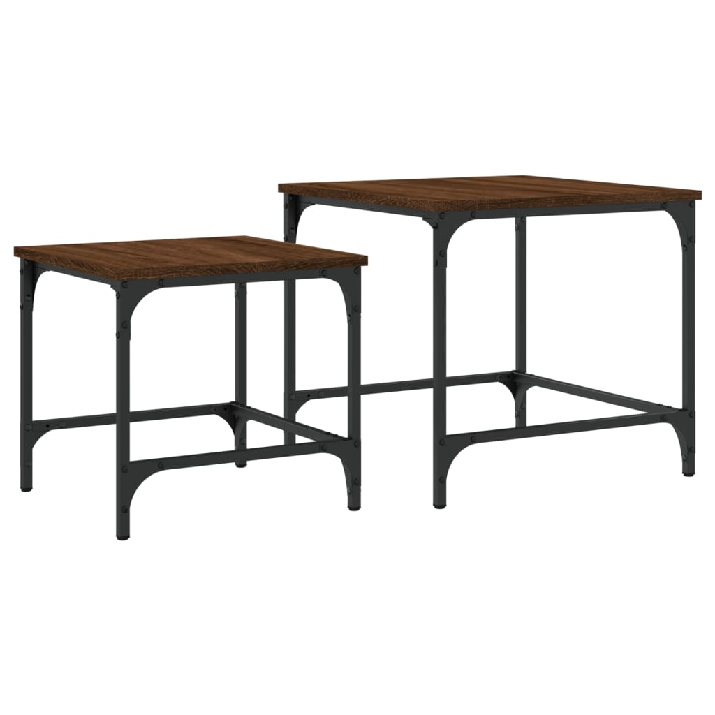 Tavolini Impilabili 2 pz Rovere Marrone in Legno Multistrato | homemem39