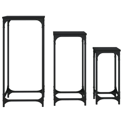 Tavolini Impilabili 3 pz Neri in Legno Multistrato | homemem39