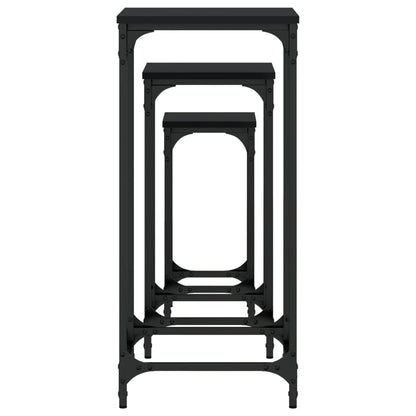 Tavolini Impilabili 3 pz Neri in Legno Multistrato | homemem39