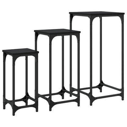Tavolini Impilabili 3 pz Neri in Legno Multistrato | homemem39