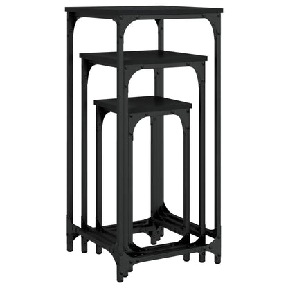 Tavolini Impilabili 3 pz Neri in Legno Multistrato - homemem39