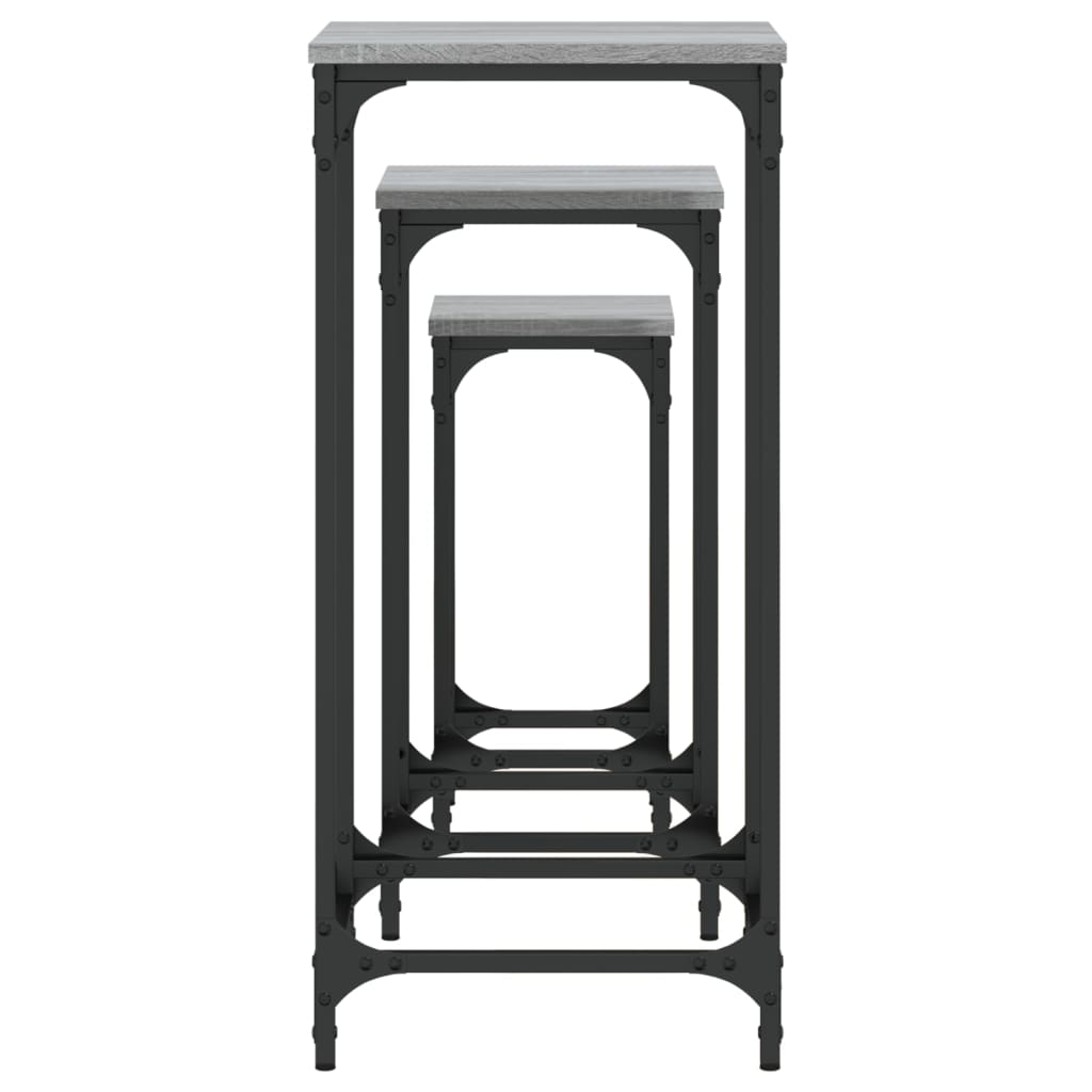 Tavolini Impilabili 3 pz Grigio Sonoma in Legno Multistrato - homemem39