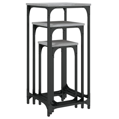 Tavolini Impilabili 3 pz Grigio Sonoma in Legno Multistrato - homemem39