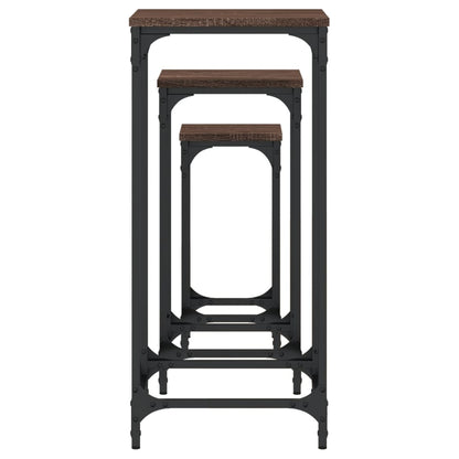 Tavolini Impilabili 3 pz Rovere Marrone in Legno Multistrato - homemem39