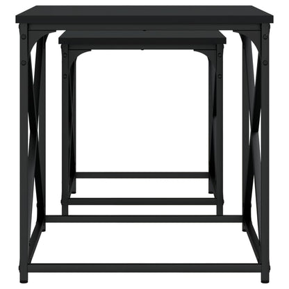 Tavolini Impilabili 2 pz Neri in Legno Multistrato | homemem39
