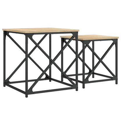 Tavolini Impilabili 2 pz Rovere Sonoma in Legno Multistrato | homemem39