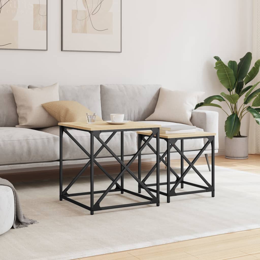 Tavolini Impilabili 2 pz Rovere Sonoma in Legno Multistrato | homemem39