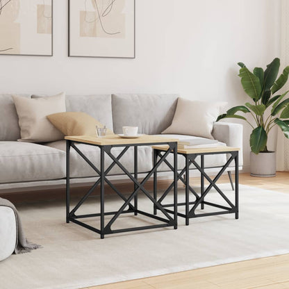 Tavolini Impilabili 2 pz Rovere Sonoma in Legno Multistrato | homemem39