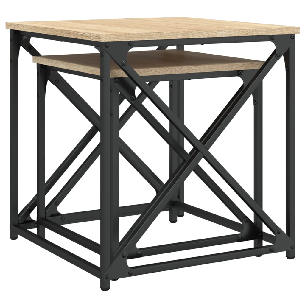 Tavolini Impilabili 2 pz Rovere Sonoma in Legno Multistrato | homemem39