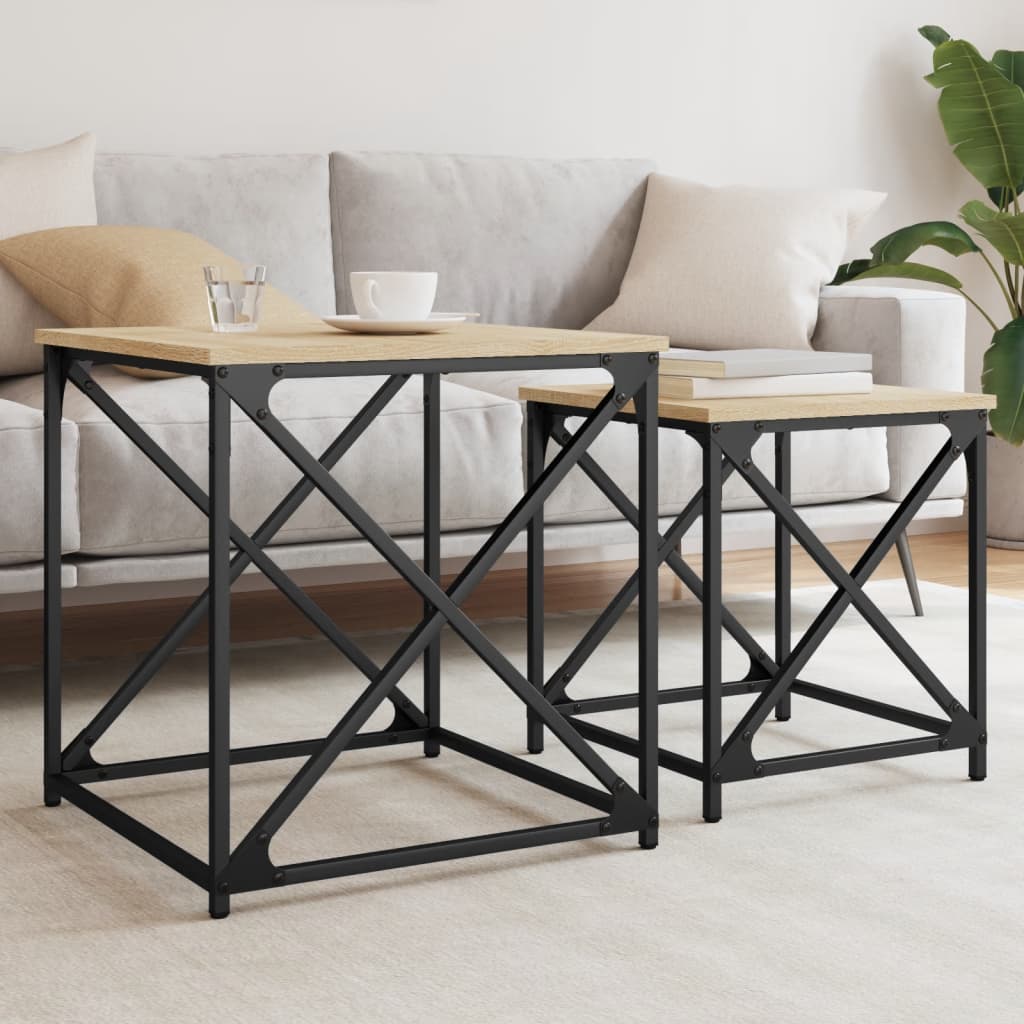 Tavolini Impilabili 2 pz Rovere Sonoma in Legno Multistrato | homemem39