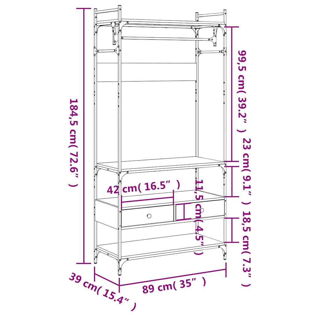 Armadio Cassetti Rovere Fumo 89x39x184,5 cm Legno Multistrato - homemem39
