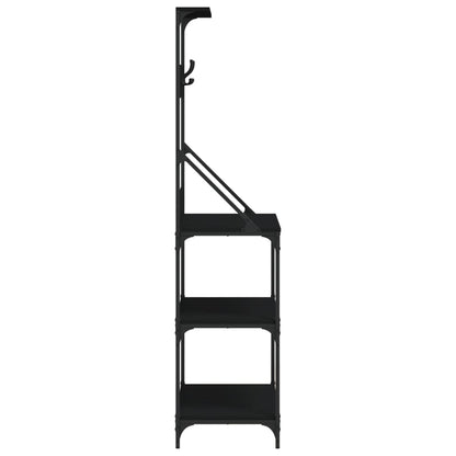 Scaffale da Cucina con Ganci 4 Ripiani Nero Legno Multistrato - homemem39