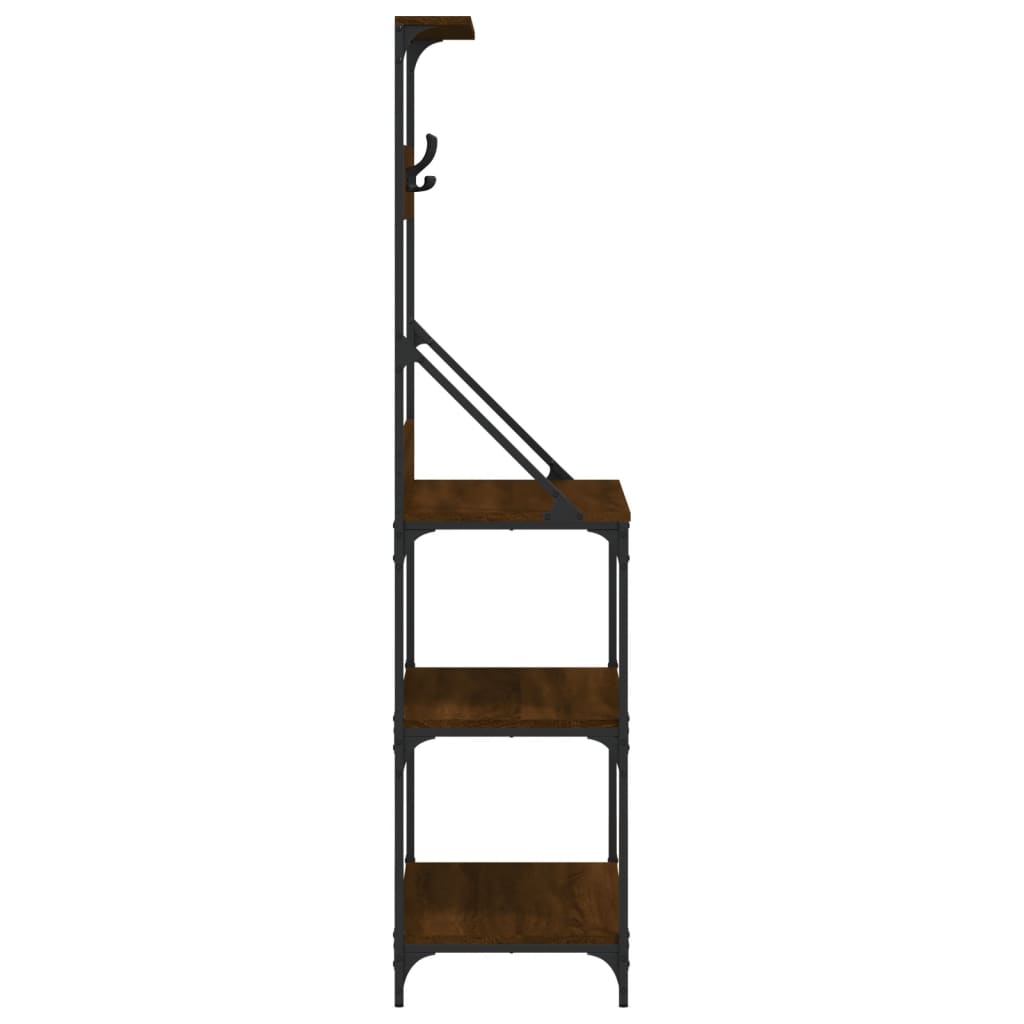 Scaffale Cucina Ganci 4Ripiani Rovere Marrone Legno Multistrato - homemem39