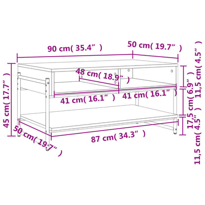Tavolino da Salotto Rovere Fumo 90x50x45cm in Legno Multistrato | homemem39