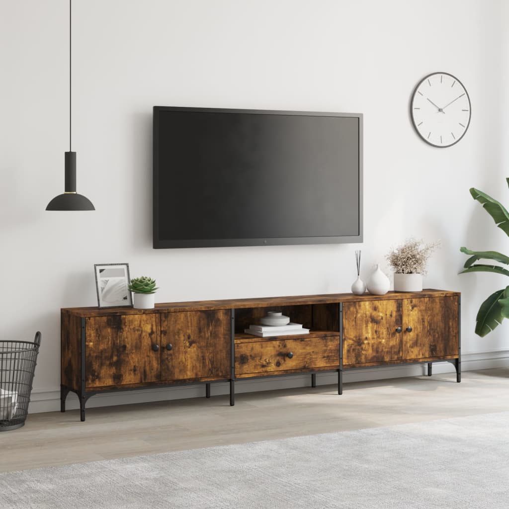 Mobile TV Cassetto Rovere Fumo 200x25x44 cm Legno Multistrato - homemem39