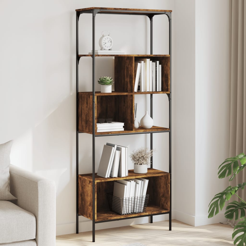 Libreria 5 Ripiani Rovere Fumo 76x33x188,5 cm Legno Multistrato | homemem39