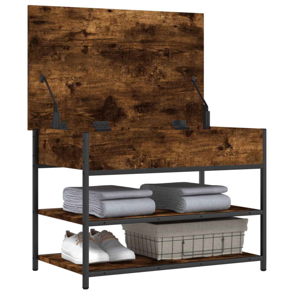 Panca Porta Scarpe Rovere Fumo 70x42,5x50 cm Legno Multistrato - homemem39