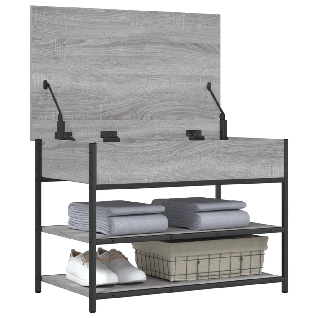 Panca Porta Scarpe Grigio Sonoma 70x42,5x50cm Legno Multistrato - homemem39