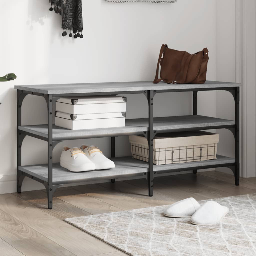 Panca Porta Scarpe Grigio Sonoma 100x38,5x49 Legno Multistrato - homemem39