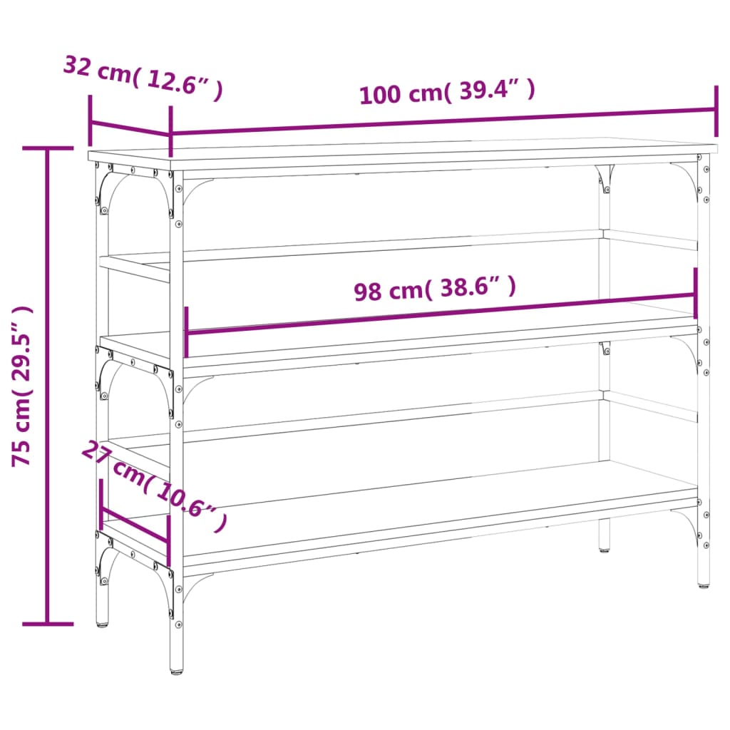 Tavolo Consolle Grigio Sonoma 100x32x75 cm in Legno Multistrato - homemem39