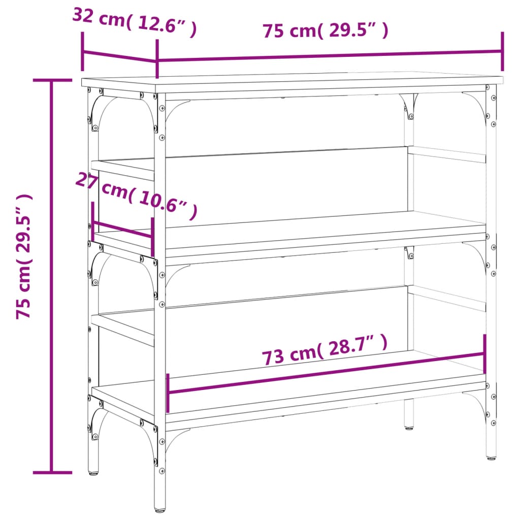 Tavolino Consolle Nero 75x32x75 cm in Legno Multistrato - homemem39
