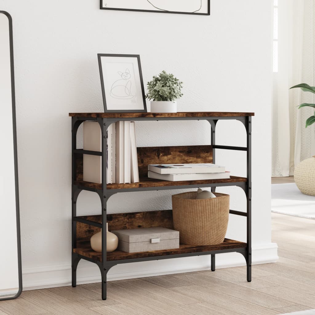 Tavolino Consolle Rovere Fumo 75x32x75 cm in Legno Multistrato | homemem39