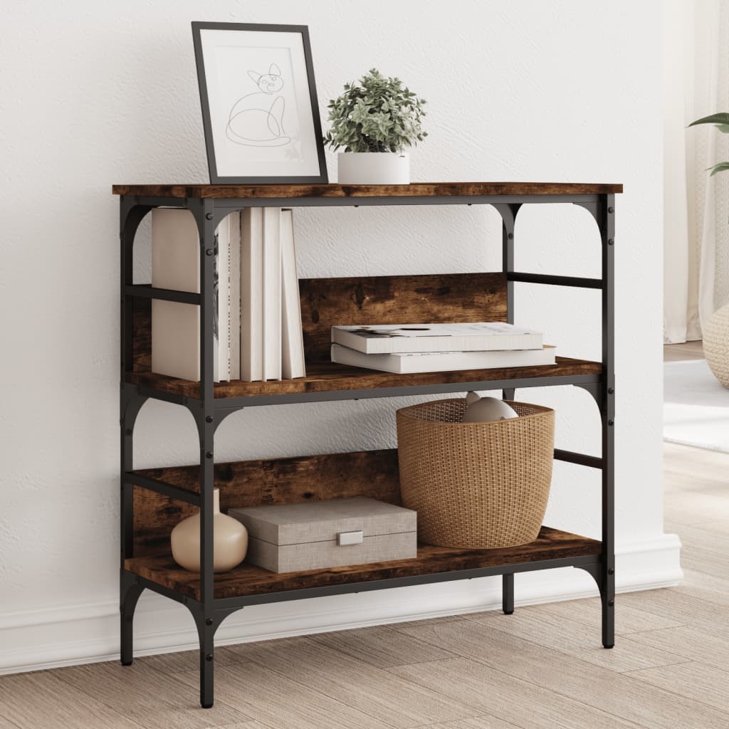 Tavolino Consolle Rovere Fumo 75x32x75 cm in Legno Multistrato | homemem39