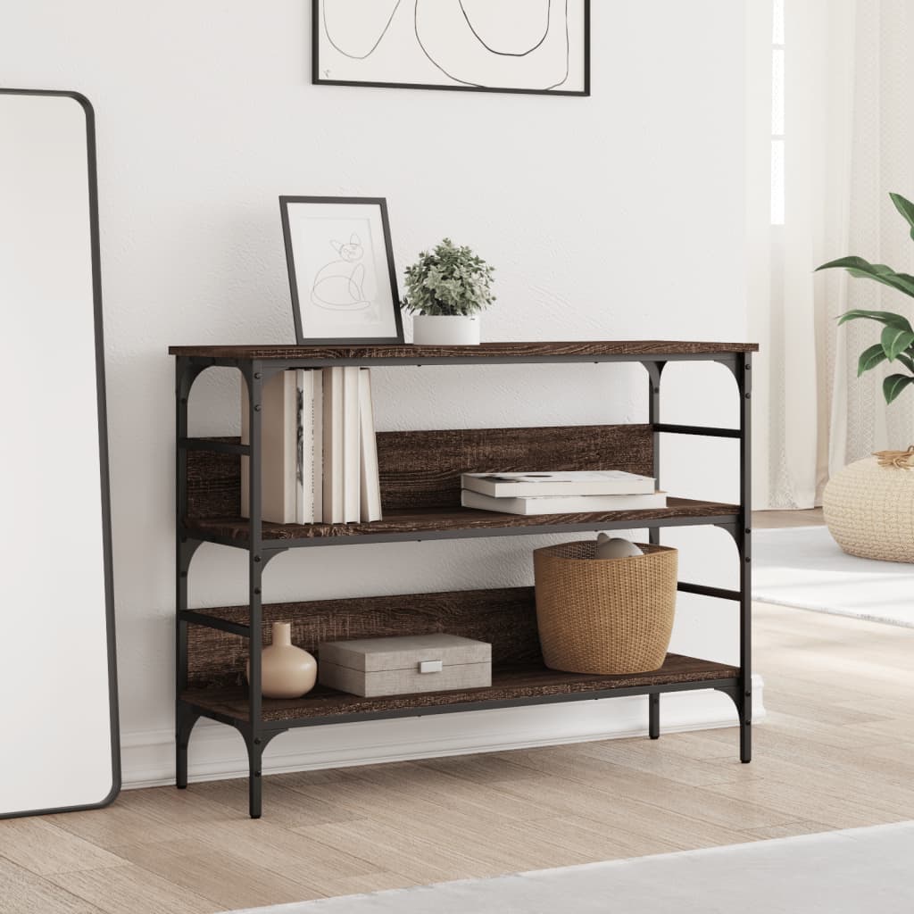 Tavolino Consolle Rovere Marrone 100x32x75 cm Legno Multistrato - homemem39