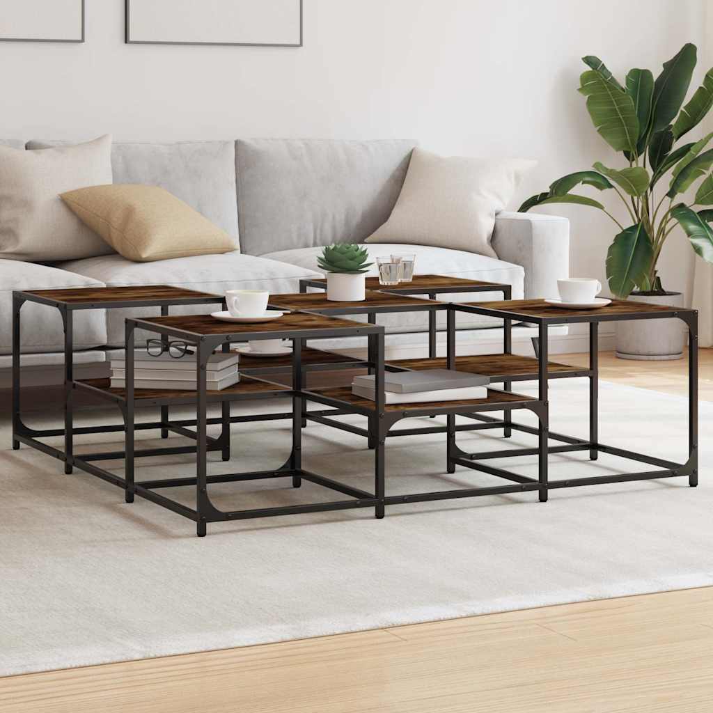 Tavolino Salotto Rovere Fumo 121x121x40 cm Legno Multistrato | homemem39