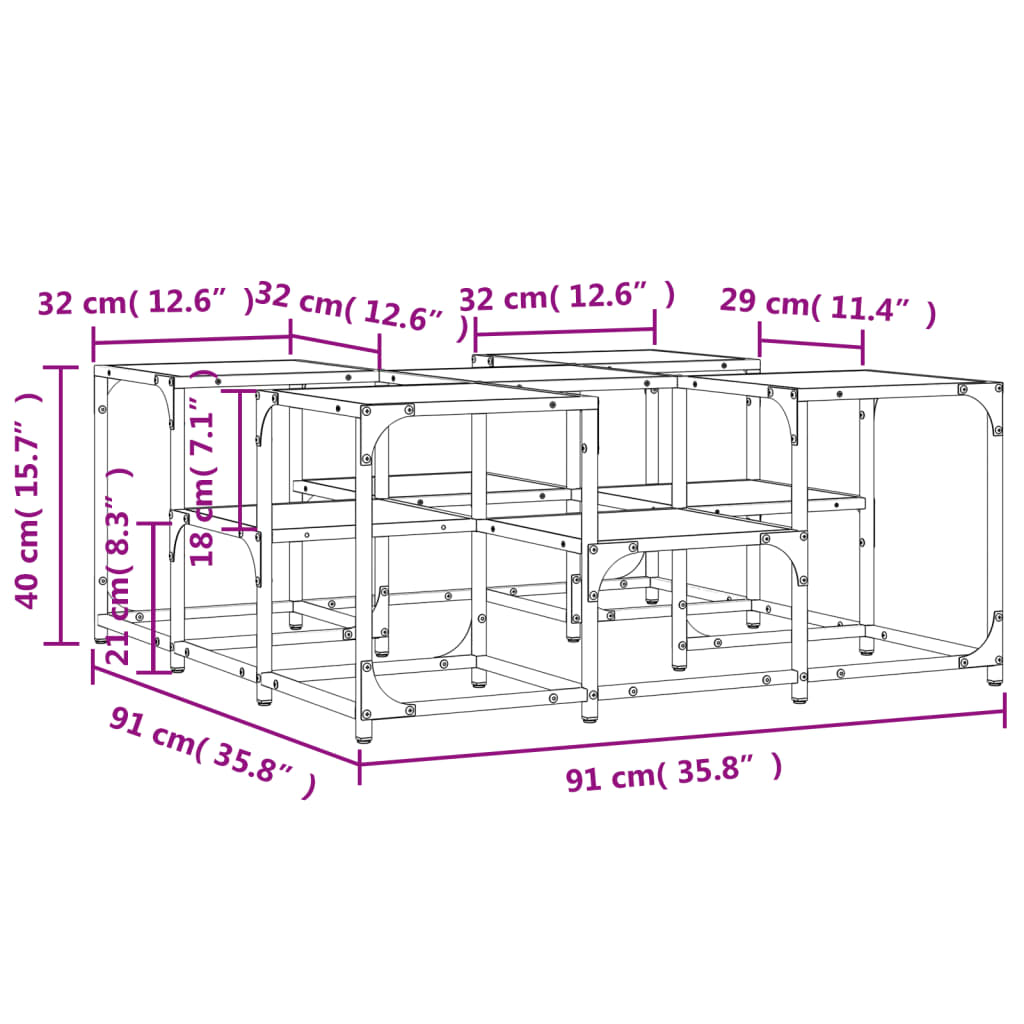 Tavolino da Salotto Rovere Marrone 91x91x40cm Legno Multistrato | homemem39