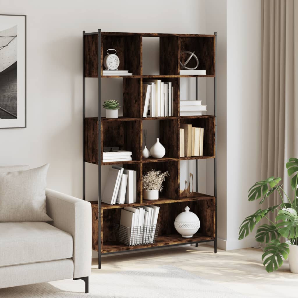 Libreria Rovere Fumo 102x28x172 cm in Legno Multistrato | homemem39