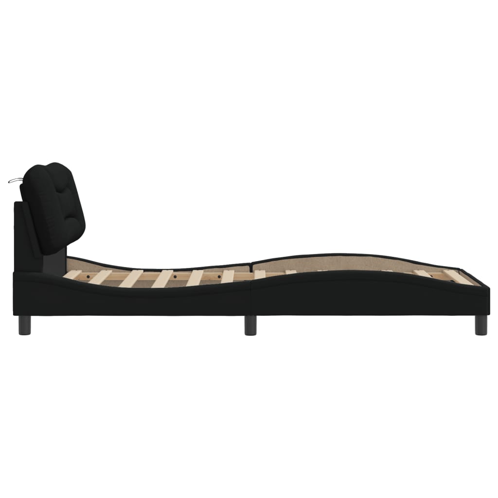 Giroletto senza Materasso Nero 90x190 cm in Tessuto