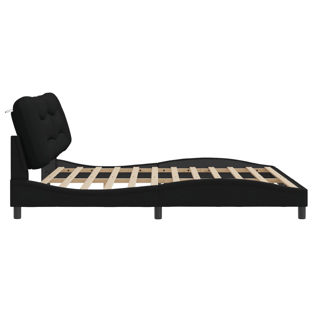 Giroletto senza Materasso Nero 200x200 cm in Tessuto